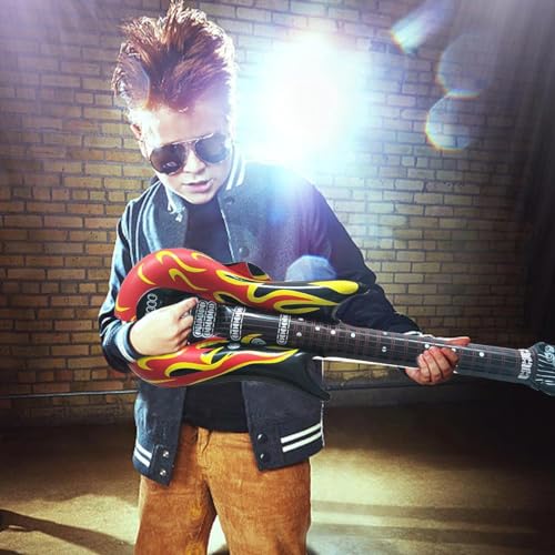 Aufblasbare Gitarren, Aufblasbare Gitarren Requisiten, 100cm Aufblasbare Party Gitarre, Aufblasbare Instrumente, Rock Musikinstrument (5)