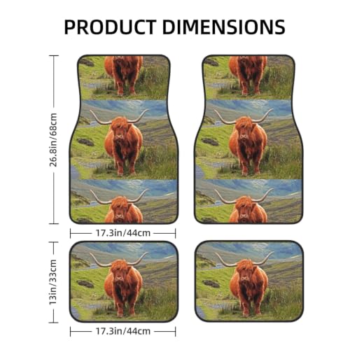 Alfombrillas de coche de neopreno con diseño de ganado de las Tierras Altas 2