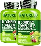 NATURELO Vitamin B Complex,120 Capsules (Pack of 2), Vegan, CoQ10, Methyl Folate, Biotin, Fruit & Veg Blend, Supports Energy And Healthy Stress Response, Super B Complex Vitamins for Women and Men
