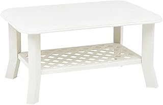 Homgoday Mesa de centro, mesa de salón, mesa auxiliar, mesa de sofá, mesa de café, mesa de fácil cuidado, para dormitorio, salón, color blanco, 90 x 60 x 46 cm, plástico