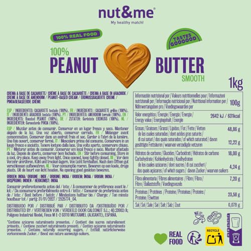 Miniatura 2 de Nut Me Crema De Cacahuete Tostado Smooth 1 Kg