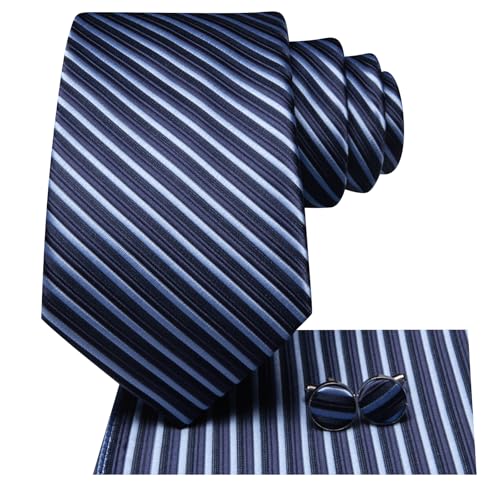 Image of Hi-Tie Men's Tie Sets Silk Paisley Striped Necktie Pocket Square Cuff-links Sets Wedding Business Holiday