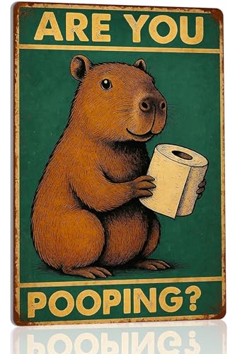 Kizbok Funny Bathroom Wall Sign, Vintage Bathroom Metal Tin Signs " Are You Pooping?" Toilet Signs B athroom Metal Wall Art Prints for Restroom Toilet or bathroom Decor, 8x12 Inch