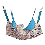 Cat Hammocks Bed Use with Cage or Chair, Reversible 2 Sides Small Pet Hammock for Kitten, Ferret,Bunny, Rabbit, Rat Hammock Comfortable Pet Hanging Bed, Soft Sleepy Pad, Sleeping and Resting Hammocks
