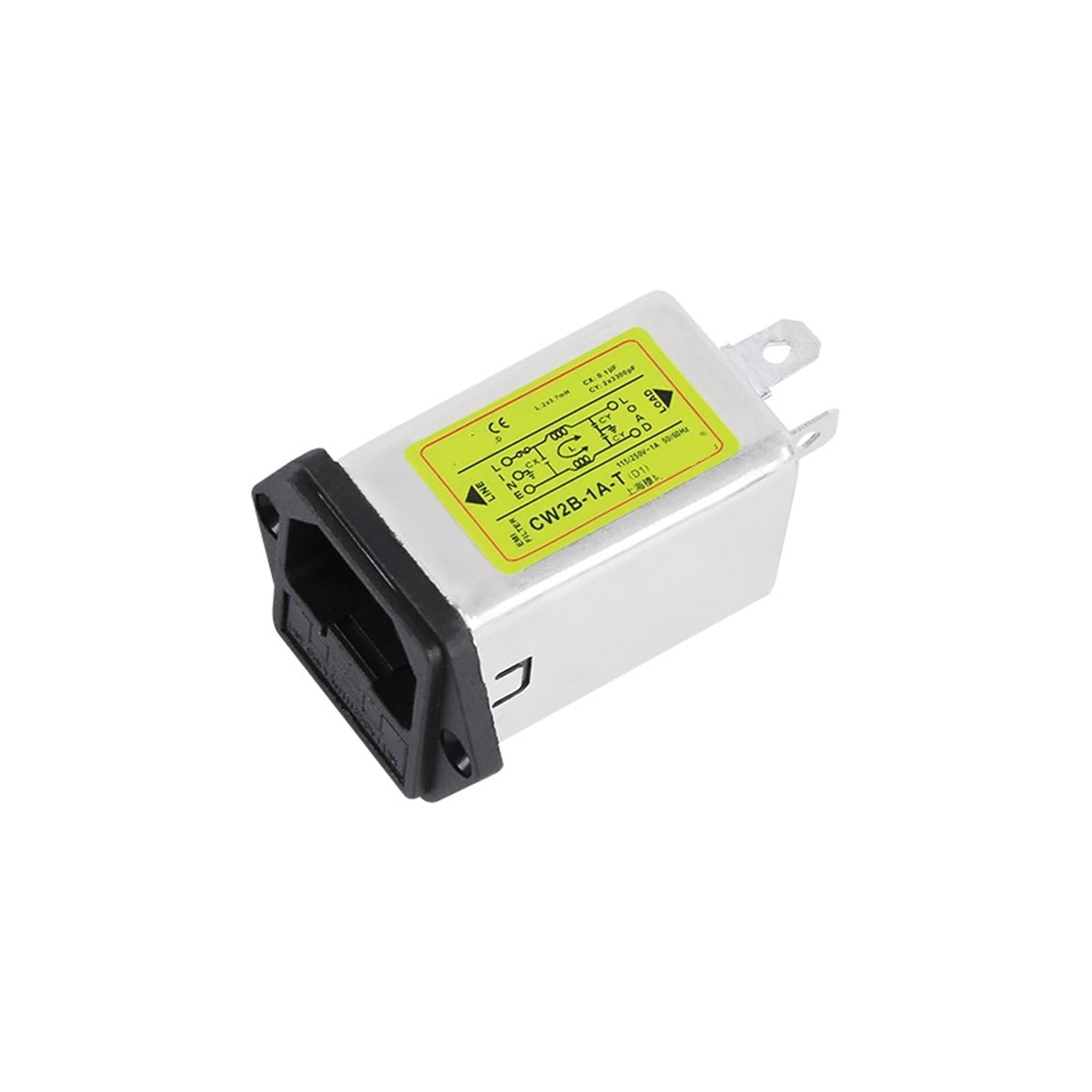 MBPAIHOP IEC-inlet Module with Single Fuse AC 220 Power Supply Filter Anti-interference CW2B-1A/3A/6A/10A-T(D1) Power Filter(1A)