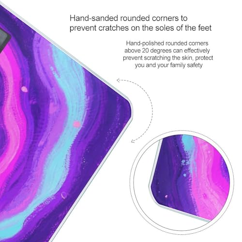 Báscula digital de baño patrón violeta y rosa con vidrio templado miniatura 4