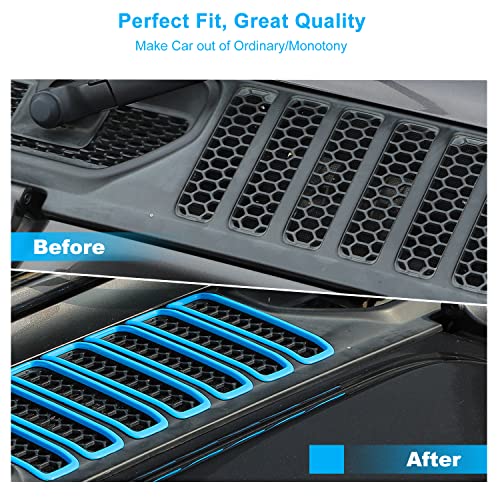 Image of Hood Vent Cover Cowl Panel Vent Cover Trim, ABS Exterior Accessories for 2018-2025 Jeep Wrangler JL JLU & Gladiator JT (Light Blue)