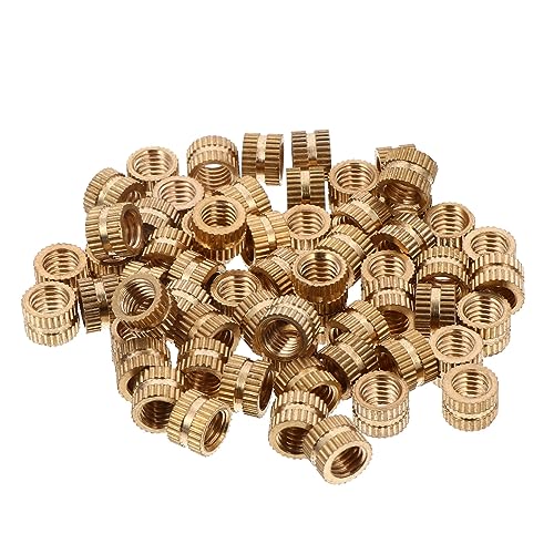 NAMOARLY High Hardness Brass Embedment Nuts 60pcs Knurled Nuts Threaded Inserts for Mobile Automotive Use