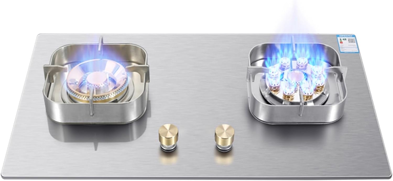 Estufa Portátil de Gas, 2 Puestos, Acero Inoxidable, 110V