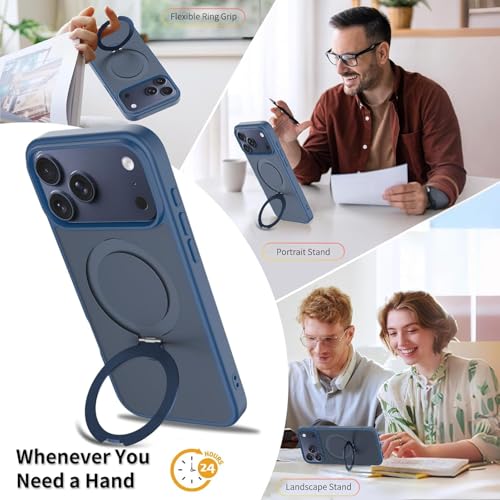 Image of iPhone 17 Pro Magsafe Stand Case | Matte Design & 360 Protection | Military-Grade Apple iPhone 17 Pro Cover | Ultra Premium - Blue