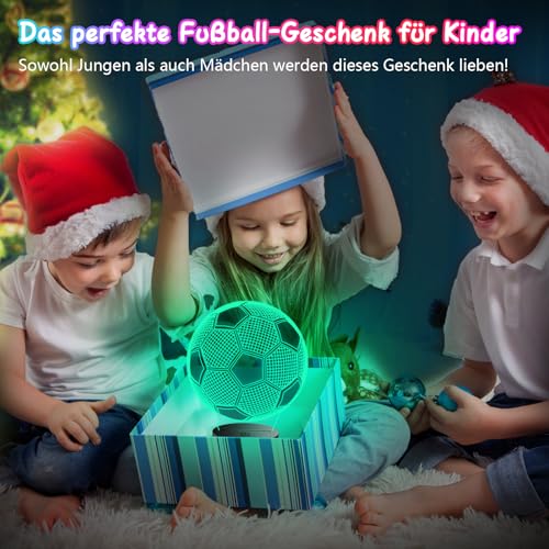 Polemera Fussball Geschenke Jungen Mädchen, Fußball Lampe für Kinder Jungs, 3D Nachtlicht mit 16 Farben ändern durch Fernbedienung, Geburtstagsgeschenk junge 5 6 7 8 9 10 11 12 13 14 15 jahre