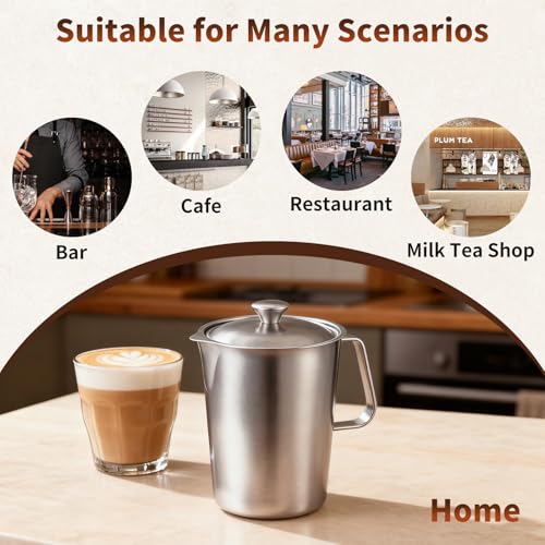 YOKUGO Stainless Steel Water Pitcher with Lid, 2L Stainless Steel Pitcher 8 Cup Metal Measuring Cup with Handle, Large 70 oz Milk Frothing Pitchers for Coffee, Iced Tea, Hot & Cold Water by yokugo - Image 7