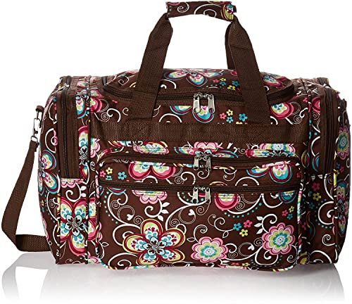 World Traveler Floral Prints 19-inch Duffel Bag, Brown Daisy