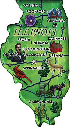 Imán decorativo mapa de Illinois acrílico 3.25x1.75 pulg miniatura 1