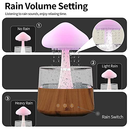 Raining Cloud Humidifier, Rain Cloud Diffuser Night Light Diffuser White Noise, Zen Raining Cloud Essential Oil Aromatherapy Cloud Diffuser Bedside, Desk Fountain Spread Pixie Dust (White Base) #TOP4