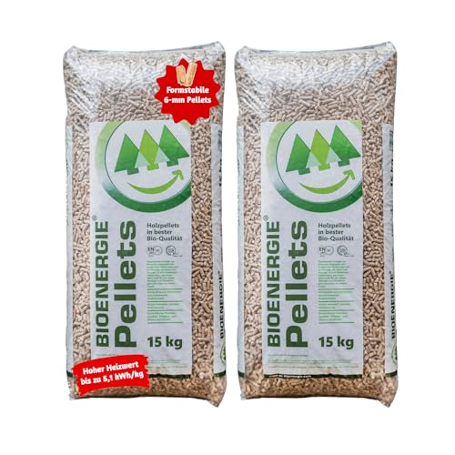A&G-heute Bioenergie Weichholz Brennpellets 30kg 6 mm | Holzpellets Kaminpellets Ofenpellets Umweltfreundlich | Wärmeeffizient | Regionales Naturholz | DINplus ENplus A1-Zertifiziert