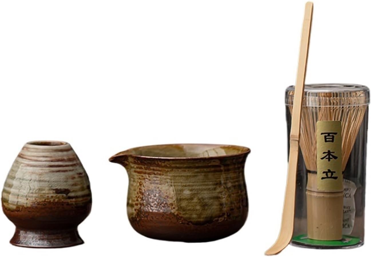 4pcs Ru kilns Song Dynasty Matcha Set Beater Matcha Bowl Holder for Tea Lovers Tea-Making Tools Handmade Ceremony Set(011)