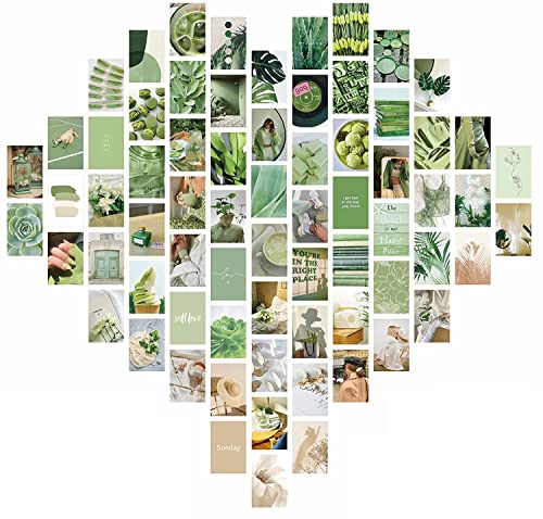 SoulQool Wand-Collage-Set, ästhetische Bilder, Wanddekoration, Salbeigrün, botanische Pflanze, Foto, doppelseitig, bedruckt, Schlafsaal, Schlafzimmer, Dekoration, Fotos, Neon-Boho-Wandkunst-Poster