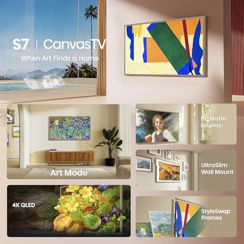 Hisense 55-Inch Class QLED 4K S7N CanvasTV Series Dolby Vision HDR Google Smart TV (55S7N) - 144Hz, Art Mode, Anti-Glare Panel, Hi-Matte Display, Frame & UltraSlim Wall Mount Included — view 3