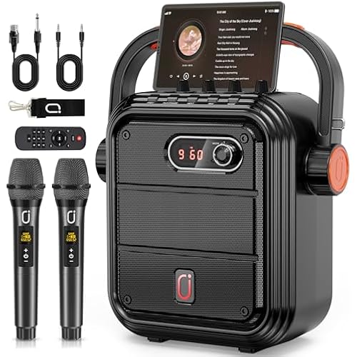 JYX 200W Karaoke Machine with 2 Wireless Mics, 6.5-Inch Woofer & Tweeter