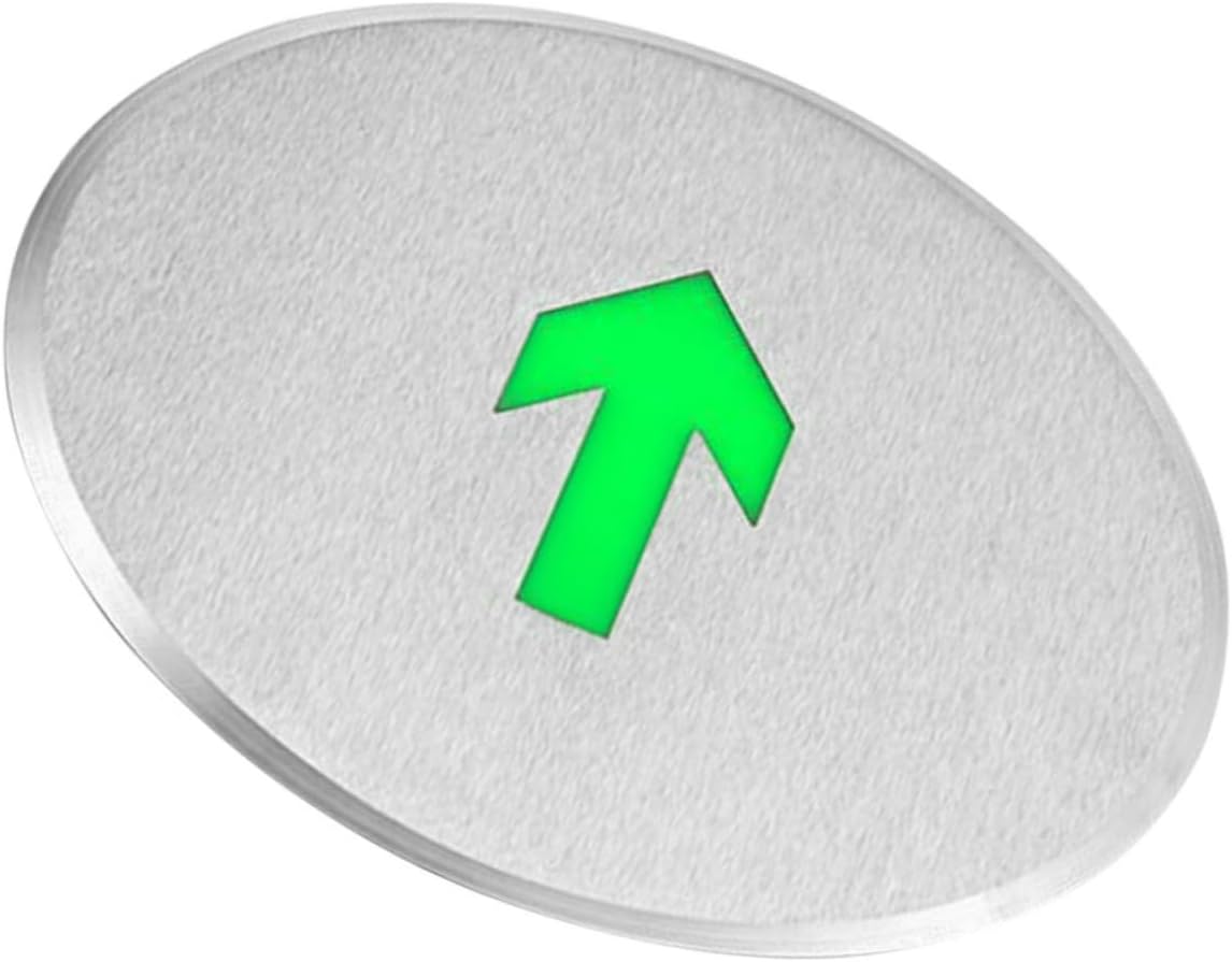 Angoily Luminous Fluorescent Emergency Exit Sign Stainless Steel Frame Self-Luminous Floor Indicator Light Waterproof Ground Evacuation Sign for Safe Emergency Exit