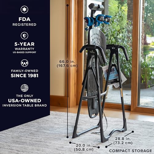 TEETER EP-560 Inversion Table w/Accessories for Back Pain Relief – FDA-Registered, UL Safety Certified, 300 lb Capacity, Designed & Patented in USA