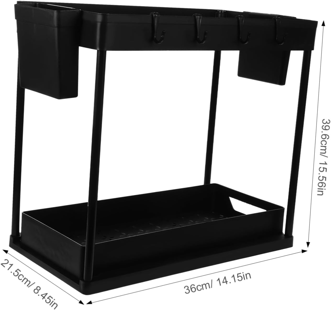 BESTOYARD 2tier Pull Out under Counter Organizer Dual Spice Rack for Kitchen and Bathroom Easy Access under Sink Storage Versatile Design Finish