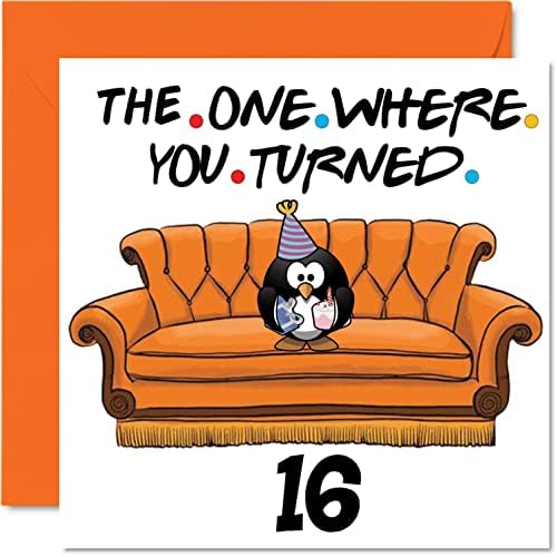 Fun 16th Birthday Cards for Boys Girls - The One Where - Funny Birthday Card for Son Daughter Brother Sister Grandson Granddaughter Niece Nephew, 145mm x 145mm Greeting Cards, 16th Birthday Card