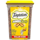 TEMPTATIONS Jumbo Stuff Crunchy and Soft Cat Treats, Tasty Chicken Flavor, 14 oz. Tub