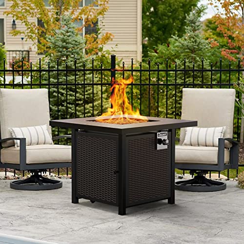 Cecarol Propane Gas Fire Pit Table With Lid And Lava Rock, Auto-Ignition Outdoor Gas Fire Table 50000 Btu With Etl-Certified, Steel Fire Table For Courtyard, Patio, Balcony (32In, Black) #TOP7