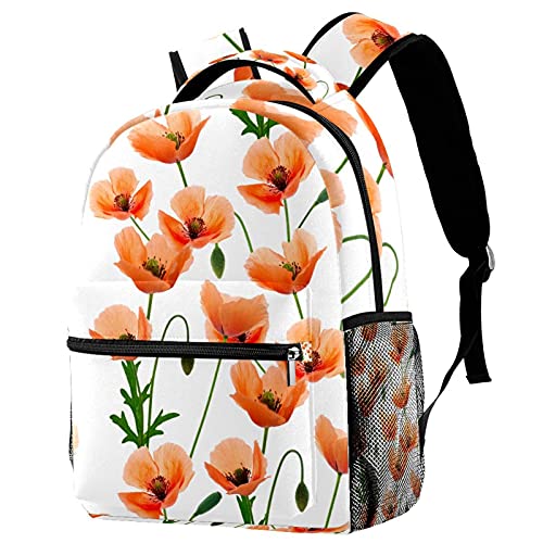 Sac à dos de voyage enfant avec motif floral orange et porte-bouteille