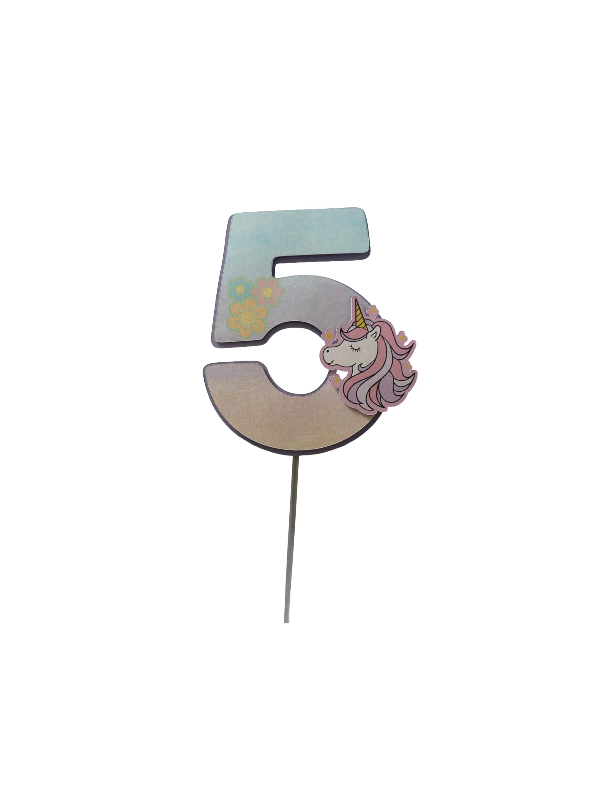 Number 5 Cake Topper (Unicorn)