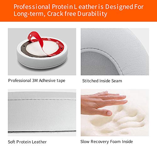 Beats Studio Replacement Ear Pads Feych 2 Pieces Noise Isolation Memory Foam Ear Cushions Cover For Beats Studio 2.0 Wired/Wireless B0500 B0501 Headphone & Beats Studio 3.0 (White) #TOP4