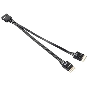 Dual USB 2.0 Header Splitter - 9-Pin Motherboard Male to Dual 9-Pin Female Adapter for Internal USB Expansion, PC Builds, Gaming Rigs 17.6cm Length