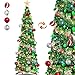 Dual Color Switch&Timer 5 Ft Gold Pop Up Christmas Tree with 50 Warm White&Color Lights 8 Modes, Tinsel Pencil Collapsible Xmas Tree, Easy Assembly, Balls 3D Star Sequins, Home Party Apartment Decor