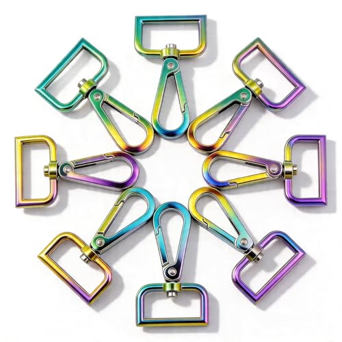 15 Pcs Metal Swivel Lobster Clasp Claw Push Gate Snap Hooks for DIY Crafts Keychain Purse Handbag Making (Rainbow, 1 inch)