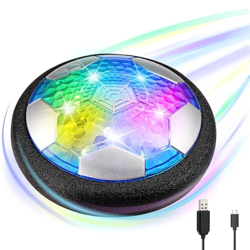 Muslecid Air Power Fußball Indoor Hover Ball Leuchtender Schwebender Ball mit Led Fliegender Ball Wiederaufladbar Fussball Geschenke ab 3 4 5 6+ Jahre Jungen Mädchen Outdoor Spielzeug für Kinder