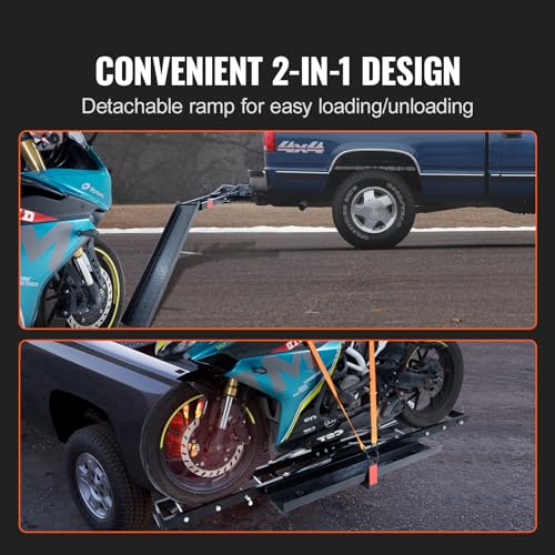 Vevor 600 LBS STEEL MOTORCYCLE CARRIER Hitch Mount With 47 Inch Longer Ramp, Scooter Dirt Bike Trailer Hauler thumb #3