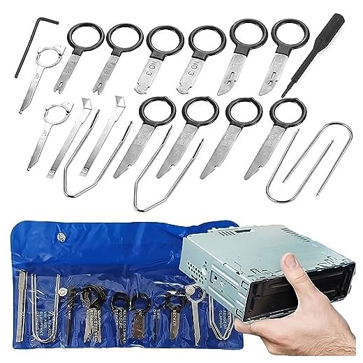 Retoo Entriegelungswerkzeug Autoradio Ausbauwerkzeug 20tlg Auto radios Werkzeug entriegelung Universal Demontage Werkzeug Navigation Radio Navi Entriegelung Demontage Montage Einbau Ausbau