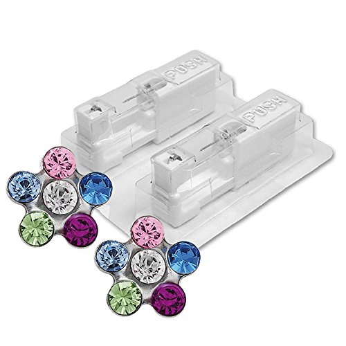 Studex 1 paire de boucles d'oreilles médicales Fleurs arc-en-ciel/cristal