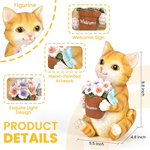 Gigalumi 8893 Solar Garden Statues Cute Cat Figurine Lights For Outside, Garden Decor Yard Decorations Outdoor Cat Gifts thumb #5