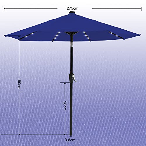 Image of ABCCANOPY Durable Solar Led Patio Umbrellas with 32LED Lights 9FT (Royal Blue)