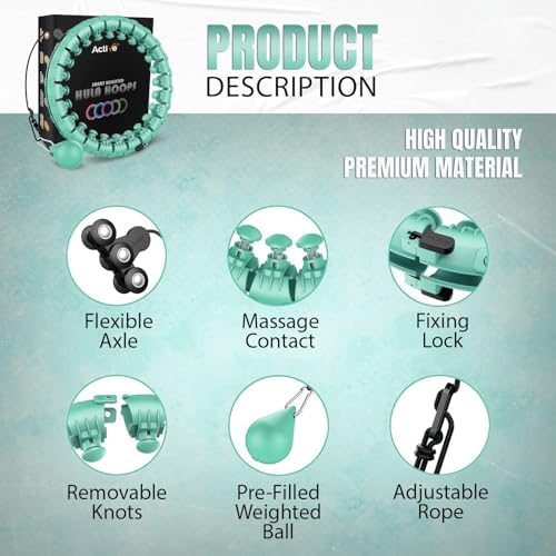 3. Bild von K-MART Smart Hula Ring Hoops, gewichteter Hula Circle 24, abnehmbarer Fitnessring mit 360-Grad-Auto-Spinning-Ball, Gymnastik, Massage, Fitness für Erwachsene zur Gewichtsabnahme