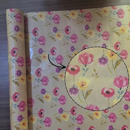 Image of Oasis Eco-Friendly Bouquet Wrapping Roll | Pink Floral Printed Luxe Flower Wrap For Fresh Flowers & Gift Packaging | Florist Essential Supplies - 25 Meter Long