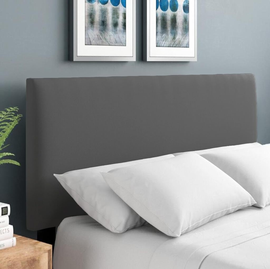Plain Plush Divan Bed Headboard | Velvet Fabric Headboards for 6ft Super King Size Bed |Elegant design with wooden material headboards for beds (Grey, 6ft Super King Height-20inch)