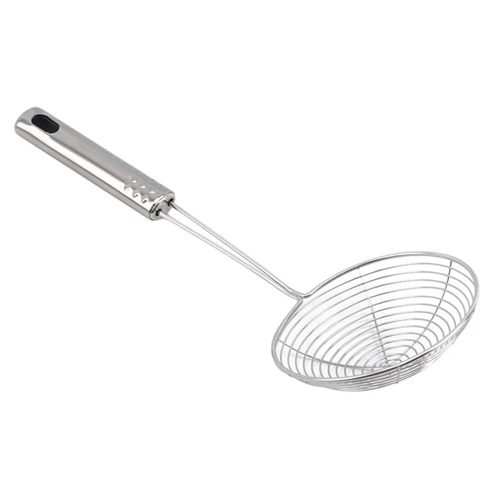 1 Set (3 pezzi) Schiumarola in acciaio inossidabile Solido Spider Colino Mestolo Utensile da cucina in for patatine fritte for frittura di pesce Per Alimenti(33.5x13cm)