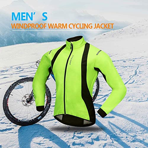 Movaty Chaquetas para Hombre,Chaqueta Ciclismo,Resistente a la Lluvia Prueba de Salpicaduras térmica de Alta Visibilidad Silver Reflectante,M/L/XL/XXL para los Hombres,Ciclismo de MTB Bici,Verde