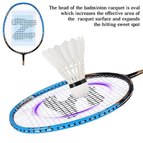Fostoy Badminton Racquets,Lightweight Carbon Fiber Badminton Rackets Set For Adult And Children, Including 2 Rackets, 3 Shuttlecocks, 2 Overgrip And Carry Bag (Red And Blue) #TOP2