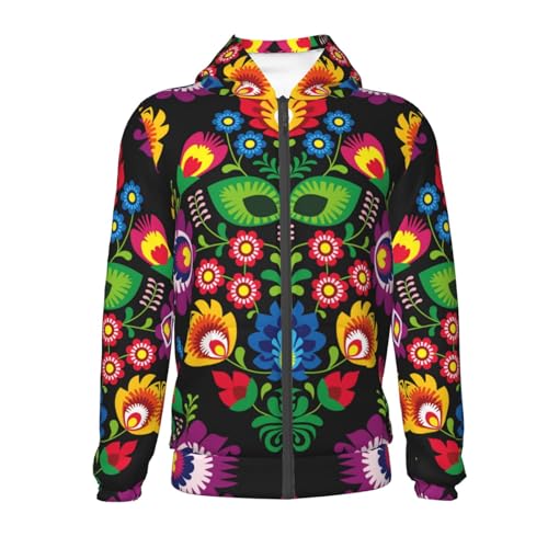 Traditional Floral Polish Kid Hoodies Boys Zip Up Sweatshirts Girls Pullover with Pocket2