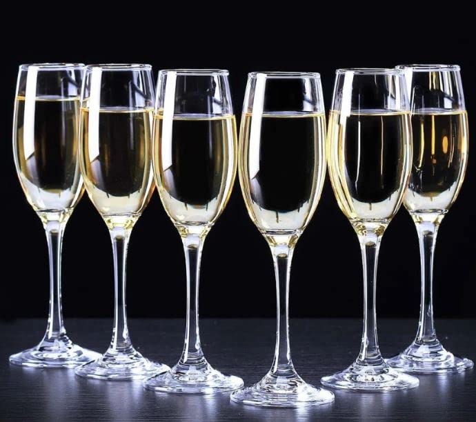 KAHAAN Clear Handblown Wine Glass - 180 ml Set of 6 Crystal Clear Lead Free Glass red Wine, White Wine,Champagne, Scotch Glass | Perfect for Home, Bars and Parties Long Champ 180 ML. 3